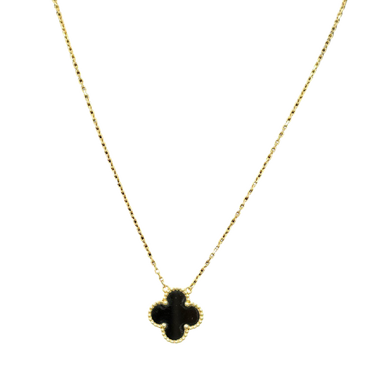 Van Cleef & Arpels Vintage Alhambra Pendant – Onyx & Yellow Gold