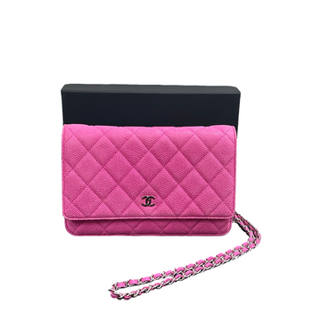 CHANEL Pink Caviar Leather WOC – Silver-Tone Hardware, 98% New