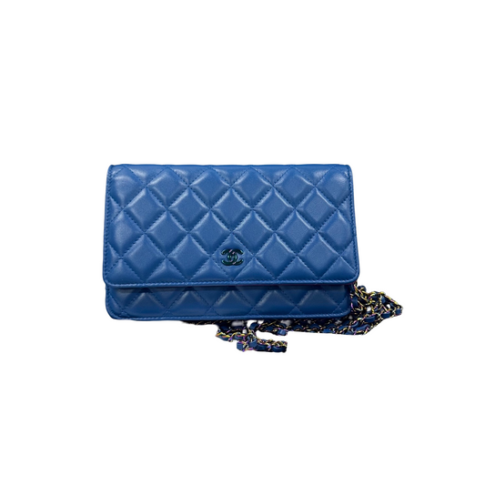 Chanel Blue Iridescent WOC Wallet On Chain Bag