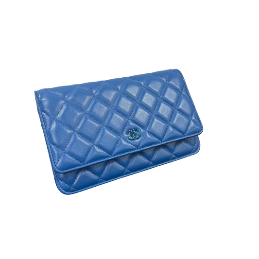 Chanel Blue Iridescent WOC Wallet On Chain Bag