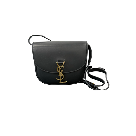 YSL Saint Laurent Black & Gold Small Saddle Bag | 98% New | Authentic Pre-Owned Luxury
