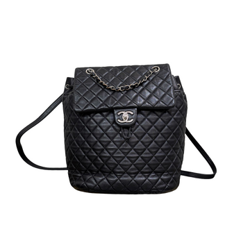 Chanel Black Quilted Lambskin Silver-Tone Backpack