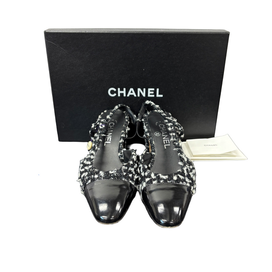 CHANEL 37.5 Tweed Fashion Flat Shoes