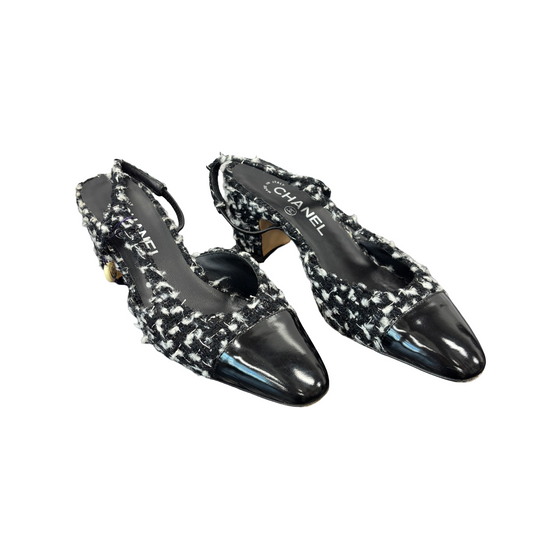 CHANEL 37.5 Tweed Fashion Flat Shoes