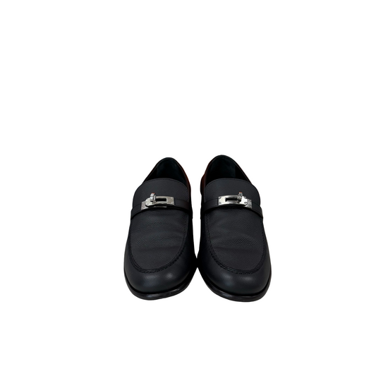 HERMÈS Black & Silver Destin Kelly Leather Shoes – Size 39