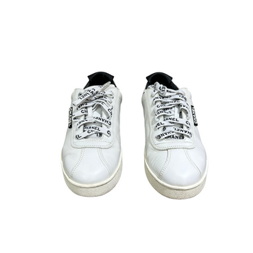 CHANEL Letter Shoelace White Sneakers – Size 36